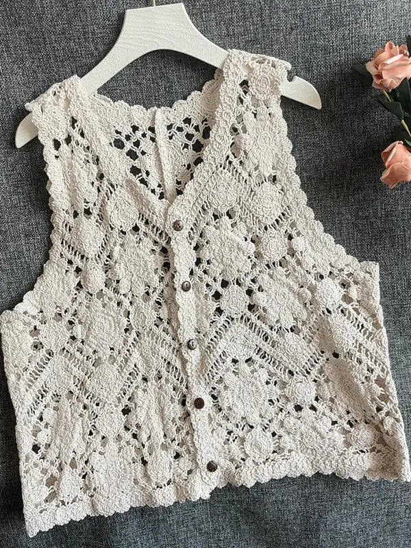 Flora Embroidered Crochet Vest