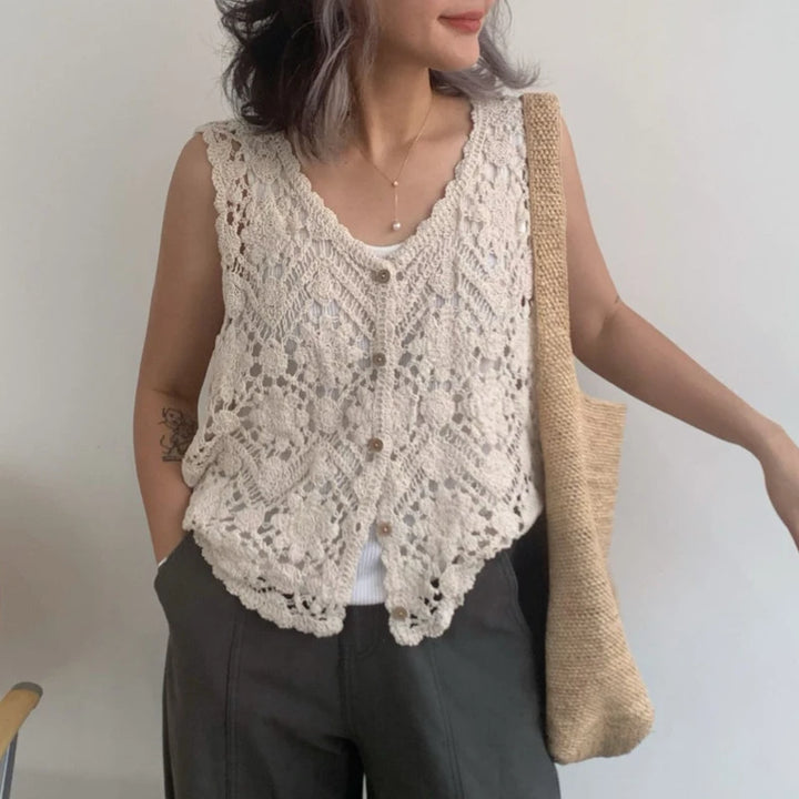 Flora Embroidered Crochet Vest